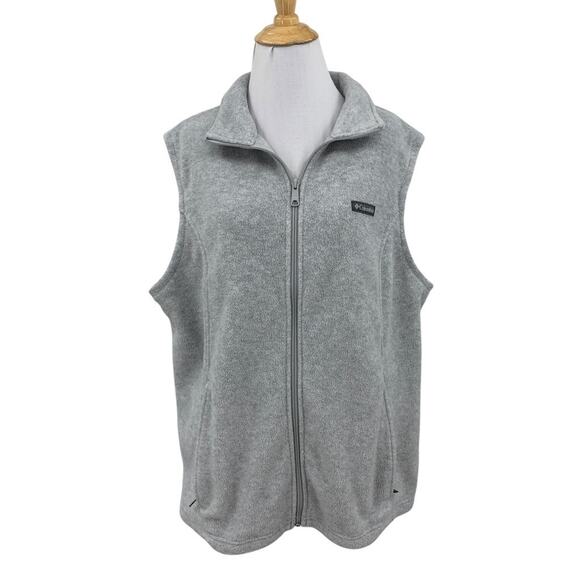 Columbia Vest Womens XXL 2XL Shadow Benton Springs Gilet Fleece Full Zip Mock - Picture 1 of 12